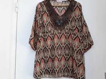 FILI STAR leuke blouse bruin / goud / oranje / beige XL 44 beschikbaar voor biedingen