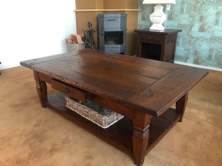 Zware luxe houten salontafel, Huis en Inrichting, Tafels | Salontafels, Zo goed als nieuw, Minder dan 50 cm, 50 tot 100 cm, 100 tot 150 cm
