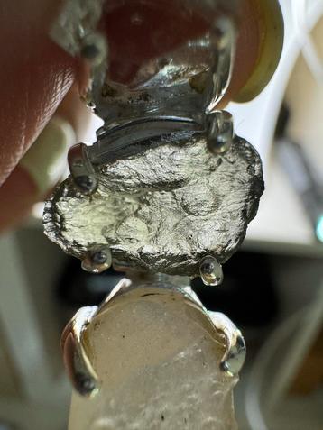 Moldaviet, Libisch Glas & Herkimer Diamant Zilveren Hanger beschikbaar voor biedingen