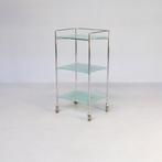 3 laags trolley aluminium met glas, Huis en Inrichting, Tafels | Sidetables, Gebruikt, 50 tot 75 cm, Ophalen, Postmodern