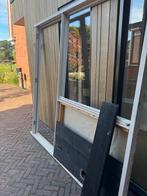 Houten Deurkozijn met Glas, Gebruikt, Deurkozijn, 150 tot 225 cm, Inclusief glas