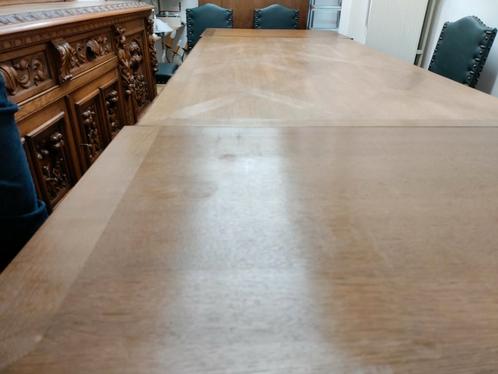Eikenhouten Draw-leaf refectory tafel met 6 stoelen, Antiek en Kunst, Antiek | Meubels | Tafels, Ophalen