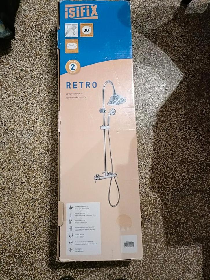 Retro regendouche - Nieuw in doos - Zilver, Huis en Inrichting, Keuken | Complete keukens, Nieuw, Grijs, Ophalen