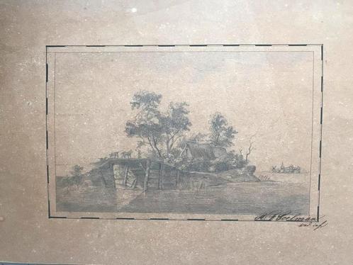 Pieter Frans Poelman, or. antieke tekening, gesign., potlood, Antiek en Kunst, Kunst | Tekeningen en Foto's, Ophalen of Verzenden