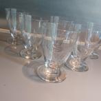 Mooie Franse brocante portglazen met V en guirlande gravure, Antiek en Kunst, Antiek | Glas en Kristal, Ophalen of Verzenden