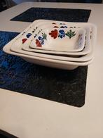 Set van 4 boerenbont vierkanteschalenvintage schalen, Ophalen, Gebruikt, Porselein of Keramiek, Schaal