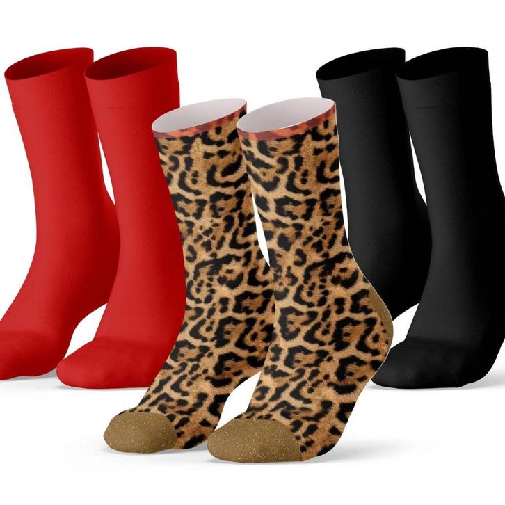 Panterprint sokken maat 36-42 set van 3- 1 print, 2 effen, Kleding | Dames, Sokken en Kousen, Nieuw, Sokken en Kniesokken, Overige kleuren
