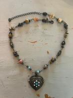 Vintage boho glaskralen ketting hippie festival strass hart, Overige materialen, Met strass, Ophalen of Verzenden, Zo goed als nieuw