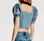 DENNY ROSE crop top jeans met broderie 38, 40 en 42, Italie, -, Nieuw, Korte mouw