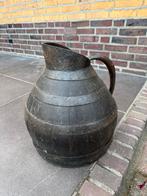 Antieke wijn/ cider kruik / karnton met ijzer randen, Ophalen