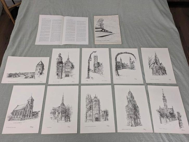 zeeland pentekeningen van Kees Koster, Antiek en Kunst, Kunst | Tekeningen en Foto's, Ophalen of Verzenden