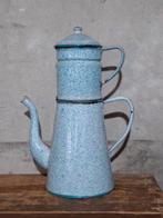 Oude brocante Franse blauwe emaille koffiekan, Ophalen of Verzenden