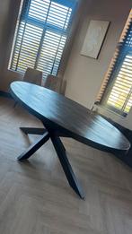 Zwarte ovale mango houten eettafel 200cm vlinderpoot, Ophalen, Gebruikt, 200 cm of meer, 50 tot 100 cm