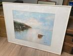 Groot Romantisch schilderij met bootje, Antiek en Kunst, Ophalen