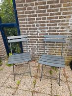 Matgrijze, metalen tuinstoeltjes. Inklapbaar. Als nieuw., Ophalen of Verzenden, Zo goed als nieuw, Metaal, Inklapbaar