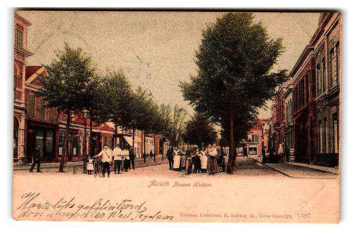 Assen, Nieuwe Huizen, Verzamelen, Ansichtkaarten | Nederland, Gelopen, Drenthe, Voor 1920, Verzenden