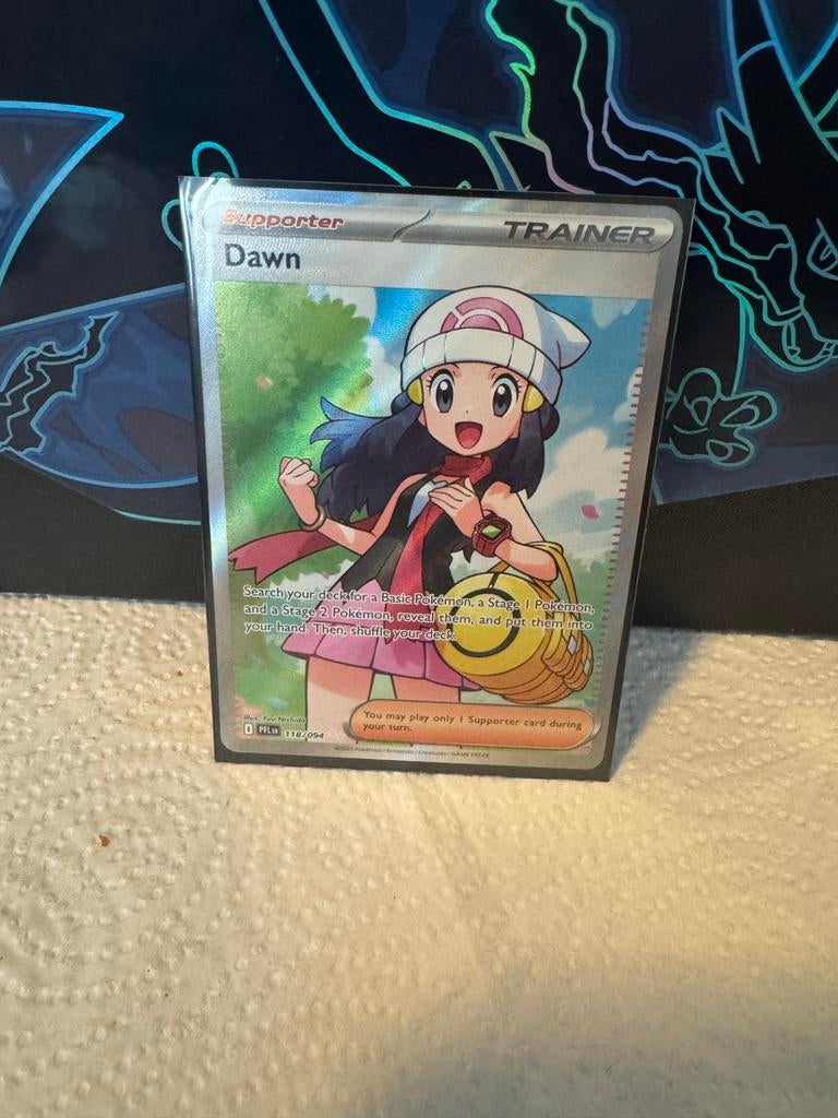 Dawn Trainer - Zilveren Seldsame Pokémon Kaart, Ophalen of Verzenden, Zo goed als nieuw, Losse kaart, Foil