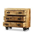 Vintage Verrijdbaar Houten Ladekast Retro Dressoir Mangohout, Info@dehanzeherten.nl, Nieuw, 3 of 4 laden, De Hanze Herten