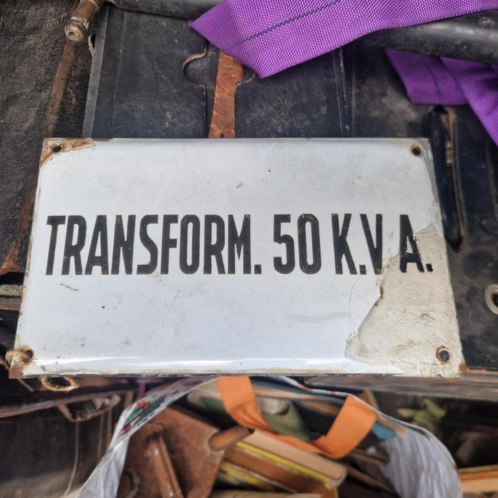 Oud Emaille Bordje - Transformator 1925, Antiek en Kunst, Antiek | Emaille, Ophalen of Verzenden