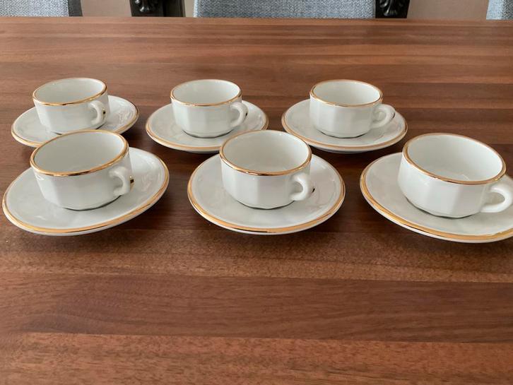 Apilco Espressokopjes met Gouden Bies (6 stuks), Antiek en Kunst, Antiek | Servies los, Ophalen of Verzenden