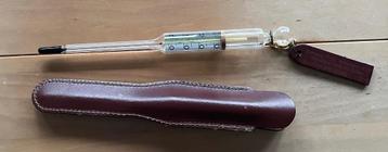 Vintage Wijn thermometer in leder hoes beschikbaar voor biedingen