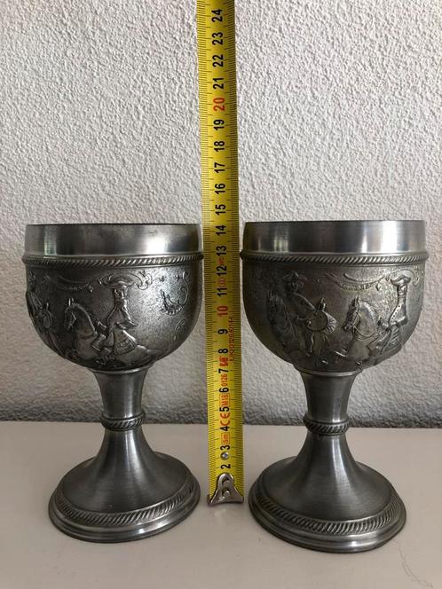 2 stuks tinnen drinkkelken – SKS Design (92% tin), Antiek en Kunst, Antiek | Tin, Ophalen of Verzenden