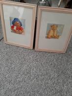 Twee ingelijste teddybeer aquarellen, Antiek en Kunst, Ophalen