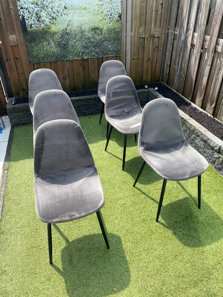 Mooie Eetkamerstoelen - Set van 6, Huis en Inrichting, Stoelen, Zo goed als nieuw, Vijf, Zes of meer stoelen, Stof, Grijs, Ophalen of Verzenden