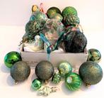 Verzameling boomversieringen/ kerstballen - Groen, Diversen, Kerst, Ophalen of Verzenden, Gebruikt