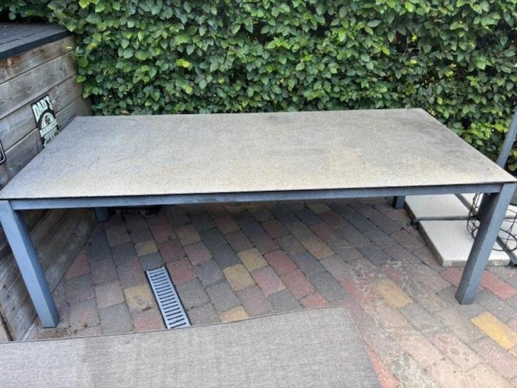 tuintafel (granietglas), Tuin en Terras, Tuintafels, Gebruikt, Rechthoekig, Ophalen