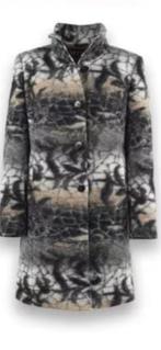 Mantel wol met print mt 42 Milo half lange wollen jas bruin, Kleding | Dames, Zwart, Maat 42/44 (L), Nieuw, Ophalen of Verzenden