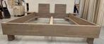 Eikenhouten ledikant 180x200 met nachtkastjes, Huis en Inrichting, Ophalen, 180 cm, 200 cm, Grijs