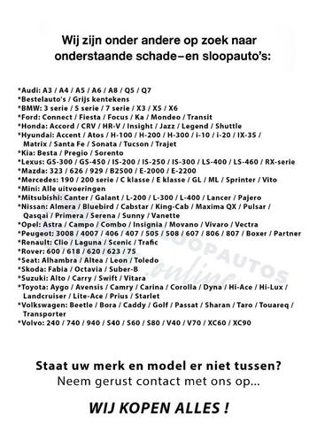 WIJ KOPEN ALLES – MET OF ZONDER SCHADE – GRATIS OPHAALDIENST beschikbaar voor biedingen
