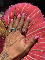 14 karaats gouden ring roze steen, Verzenden, Zo goed als nieuw, 17 tot 18, Dame