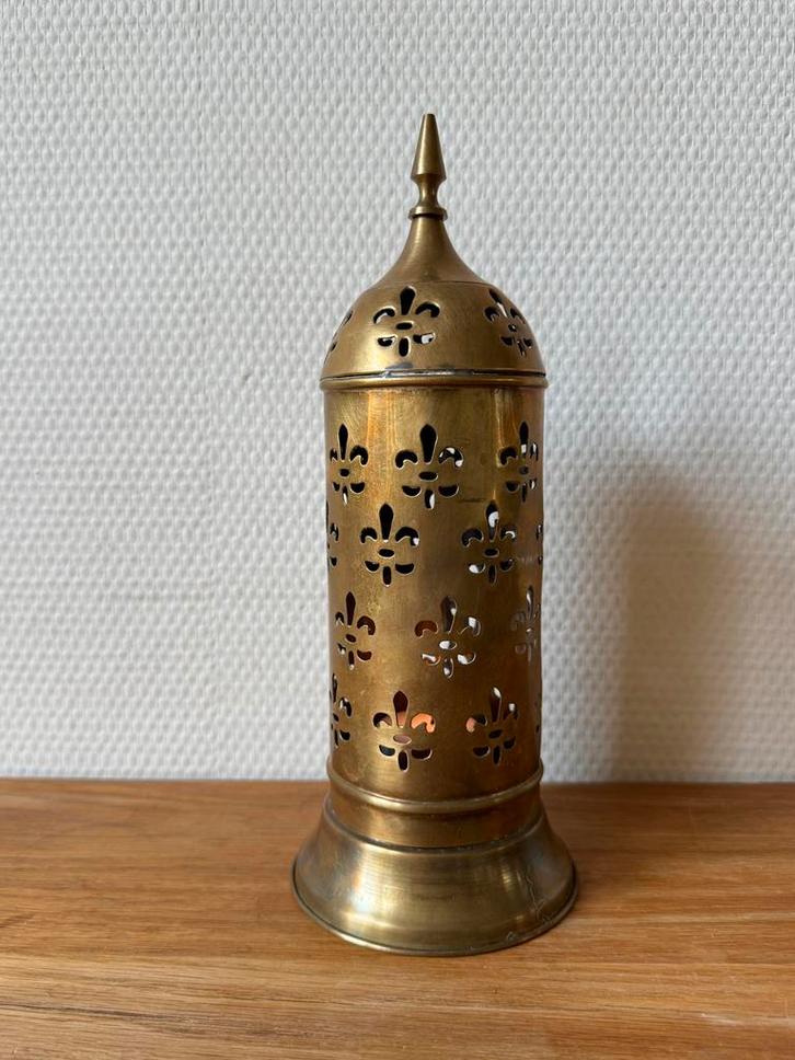 Oosters Uitgestoken Windlicht Kandelaar, Kaarsenhouder, Antiek en Kunst, Antiek | Koper en Brons, Koper, Ophalen of Verzenden