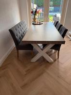 Luxe Eettafel met Dik Tafelblad + salontafel zelfde model, Ophalen, Eikenhout, 100 tot 150 cm, 200 cm of meer