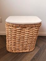 Rieten Krukje met Stoffen Zitting, Minder dan 50 cm, Vierkant, Riet of Rotan, Ophalen of Verzenden
