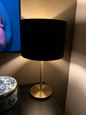 Tafellamp goud met losse velvet zwarte kap Eric Kustel stijl