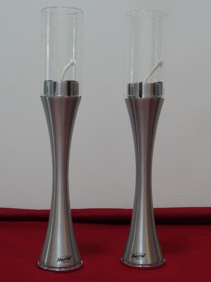 RVS design olie lampen kandelaars tafelkandelaar Herstal, Huis en Inrichting, Woonaccessoires | Kandelaars en Kaarsen, Nieuw, Kandelaar