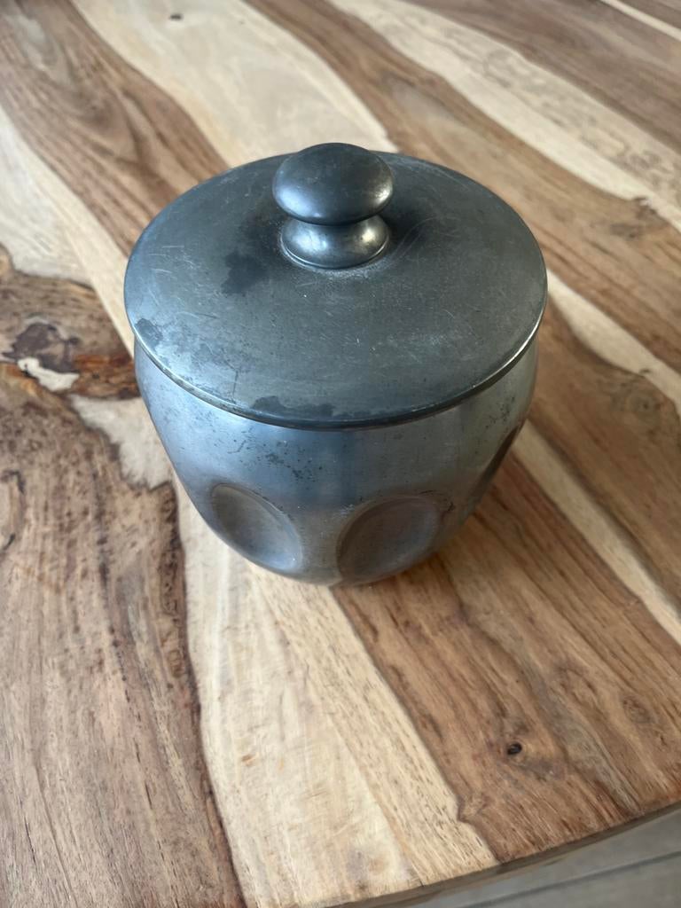 Vintage Tinnen tabaksPot met Deksel - Metawa Tin, Antiek en Kunst, Antiek | Tin, Ophalen of Verzenden