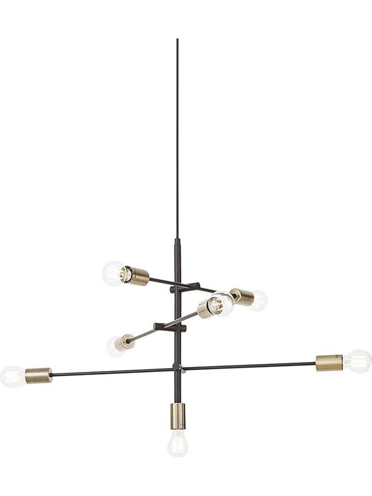 Westwing Venja Hanglamp - Messing/Zwart, Huis en Inrichting, Lampen | Hanglampen, Zo goed als nieuw, 75 cm of meer, Metaal, Ophalen