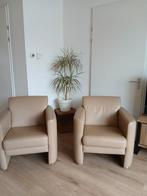 Te Koop 2 leren fauteuils, Huis en Inrichting, Fauteuils, Ophalen, Zo goed als nieuw, 50 tot 75 cm