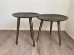 Set van 2 Ronde Bijzettafels - Brons/Goud, Huis en Inrichting, Tafels | Bijzettafels, Ophalen, Minder dan 45 cm, Minder dan 55 cm