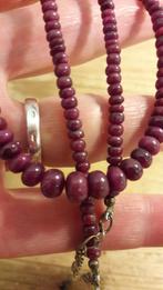 ketting van natuurlijke robijn met zilveren sluiting (925), Nieuw, Ophalen of Verzenden, Met edelsteen, Rood