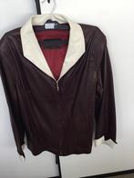 Rood bruin nappa lederen colbert afgezet met creme omslagen, Bruin, Maat 46/48 (XL) of groter, Ophalen of Verzenden, Zo goed als nieuw