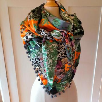 Be-Witched Bewitched grote shawl omslagdoek oranje groen wit