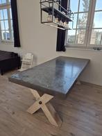 Gratig Eettafel betonlook 240x100 houten poten, Huis en Inrichting, Tafels | Eettafels, Ophalen, Gebruikt, 100 tot 150 cm, 200 cm of meer