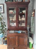 Massief houten buffetkast met vitrine, Ophalen, Gebruikt, 50 tot 100 cm, 25 tot 50 cm