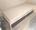 Wit eenpersoonsbed met 2 zwarte laden 90x200, Ophalen, Gebruikt, 90 cm, Eenpersoons