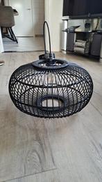 Moderne hanglamp hout/riet. Compleet, 50 cm doorsnede., Huis en Inrichting, Ophalen, Zo goed als nieuw, Modern, Minder dan 50 cm